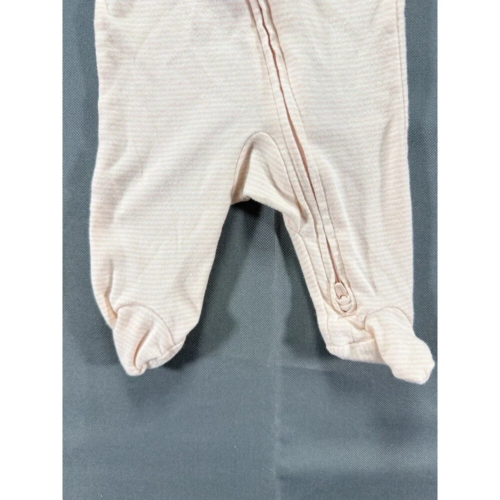 Carters Babygirl Pink And White Striped Zip Up One Piece Pajama Size Newborn